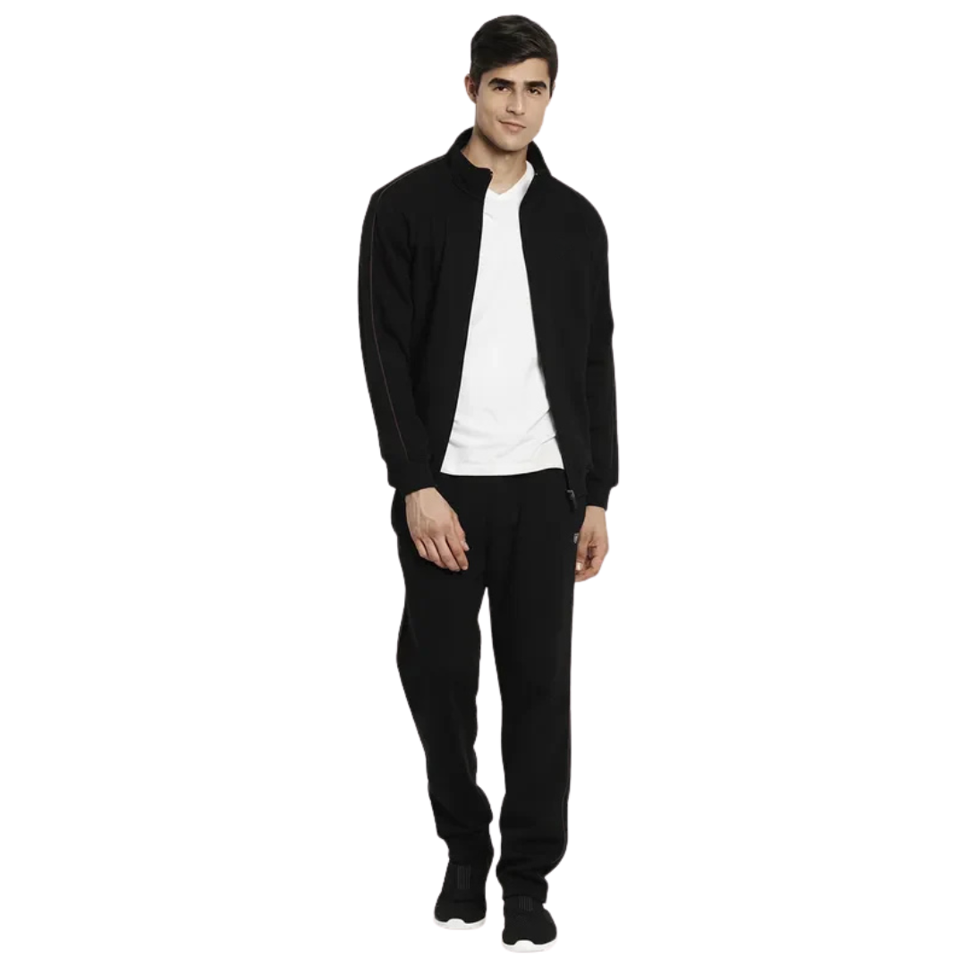 Men Black Solid Tracksuits
