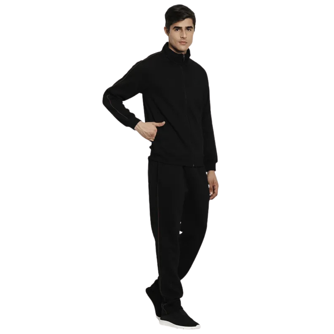 Men Black Solid Tracksuits