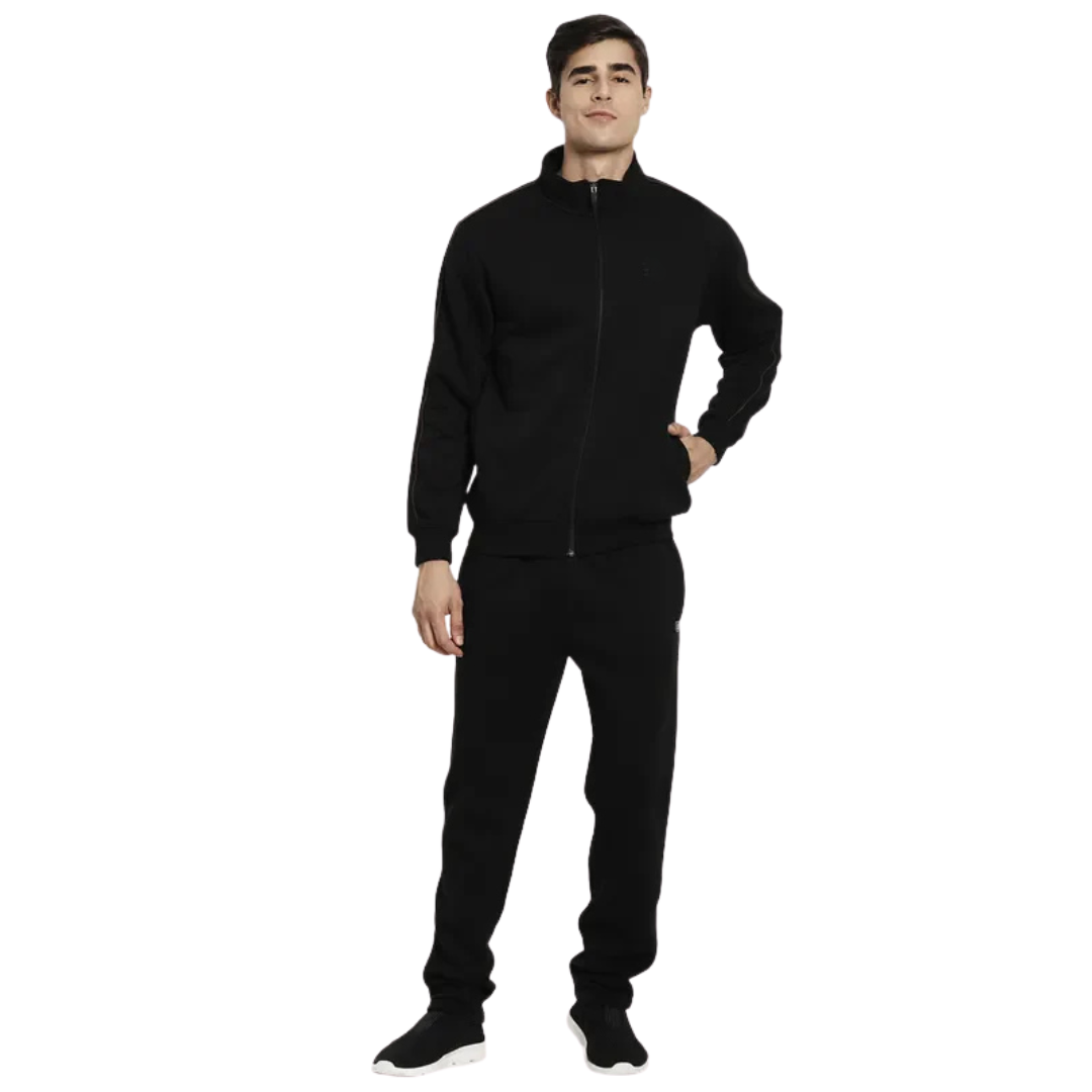 Men Black Solid Tracksuits