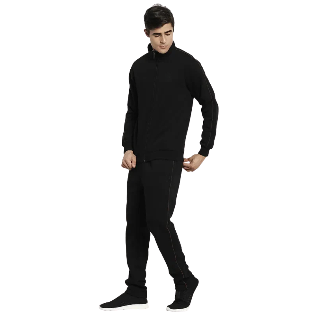 Men Black Solid Tracksuits
