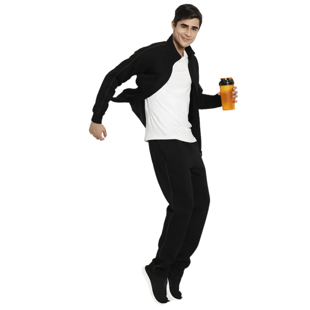 Men Black Solid Tracksuits